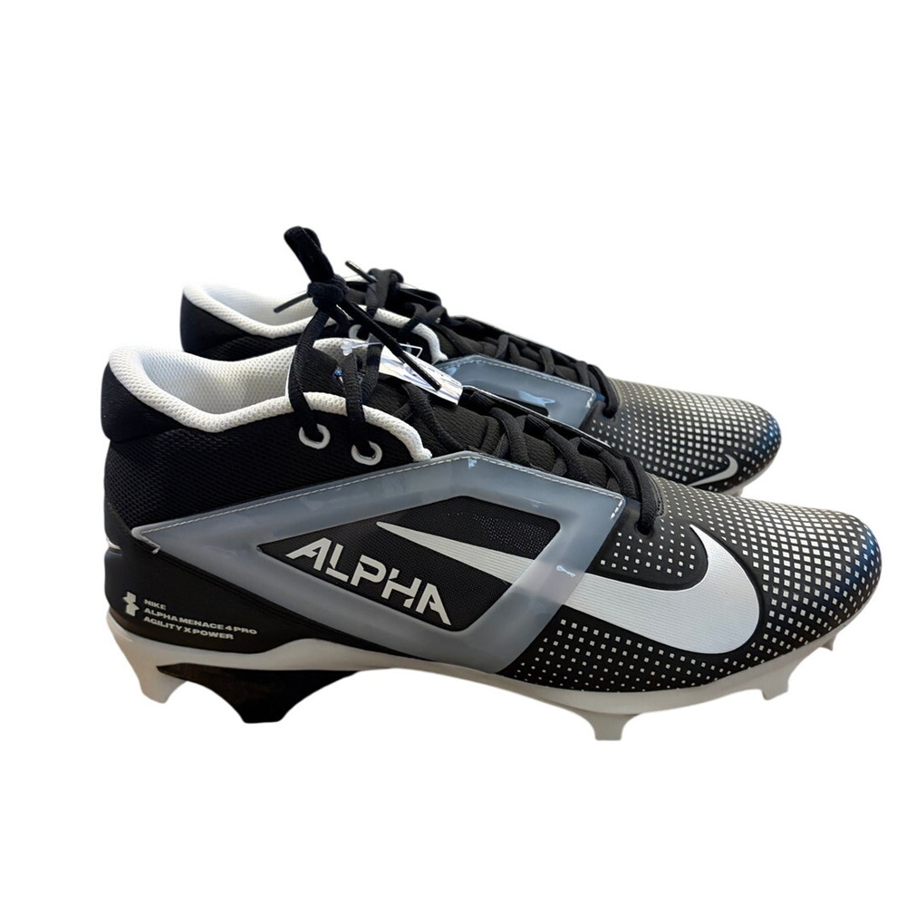 Nike Alpha Menace 4 Pro Football Cleats Black White FZ7702-005 - Men's Size 12.5